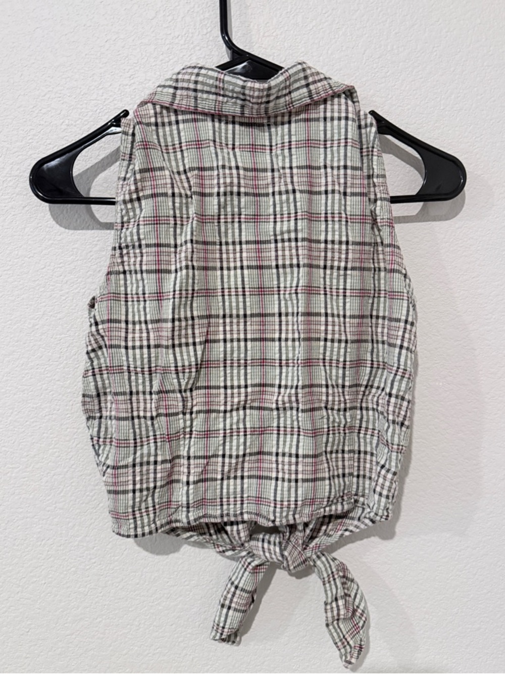 At Last & Co Plaid Tie Front Tank Vintage Style Western Festival Y2K Soft Grunge - Picture 3 of 6